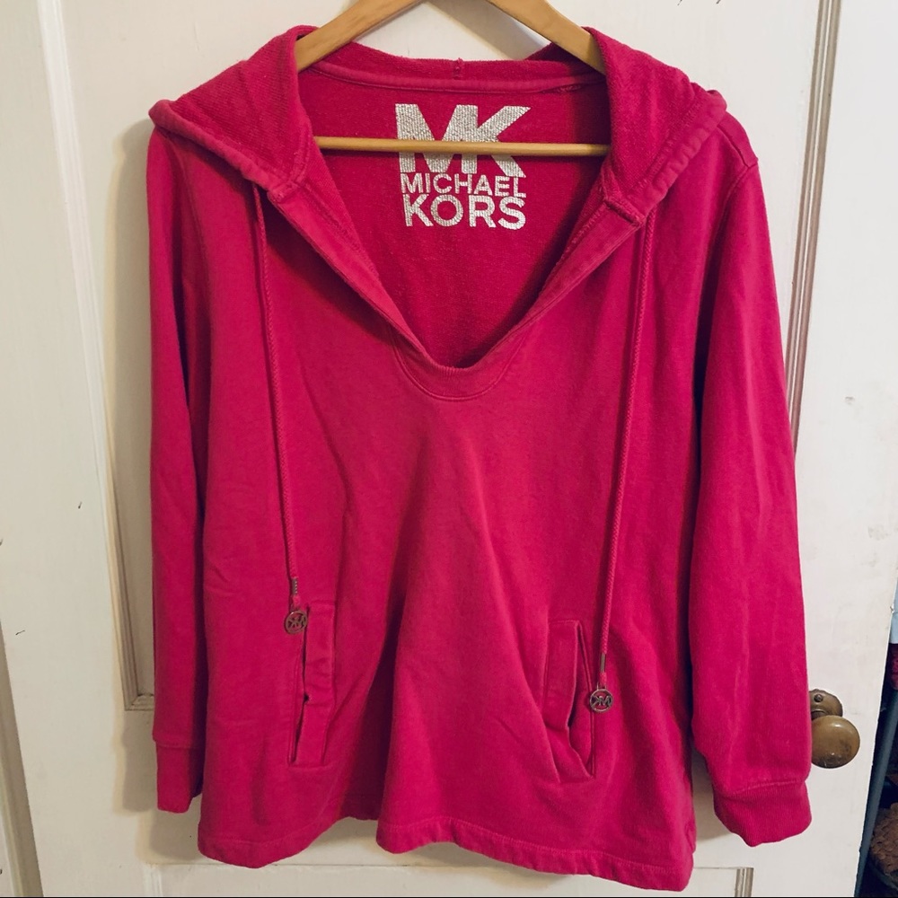 Michael Kors Pink Hooded Sweatshirt With Pockets Size XL